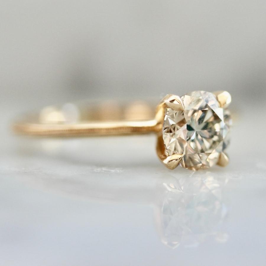 1.08 Carat Stella Champagne Round Brilliant Cut Diamond Ring