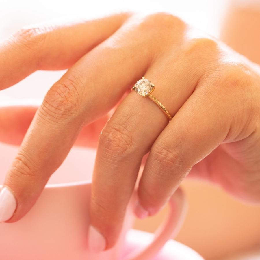 1.08 Carat Stella Champagne Round Brilliant Cut Diamond Ring