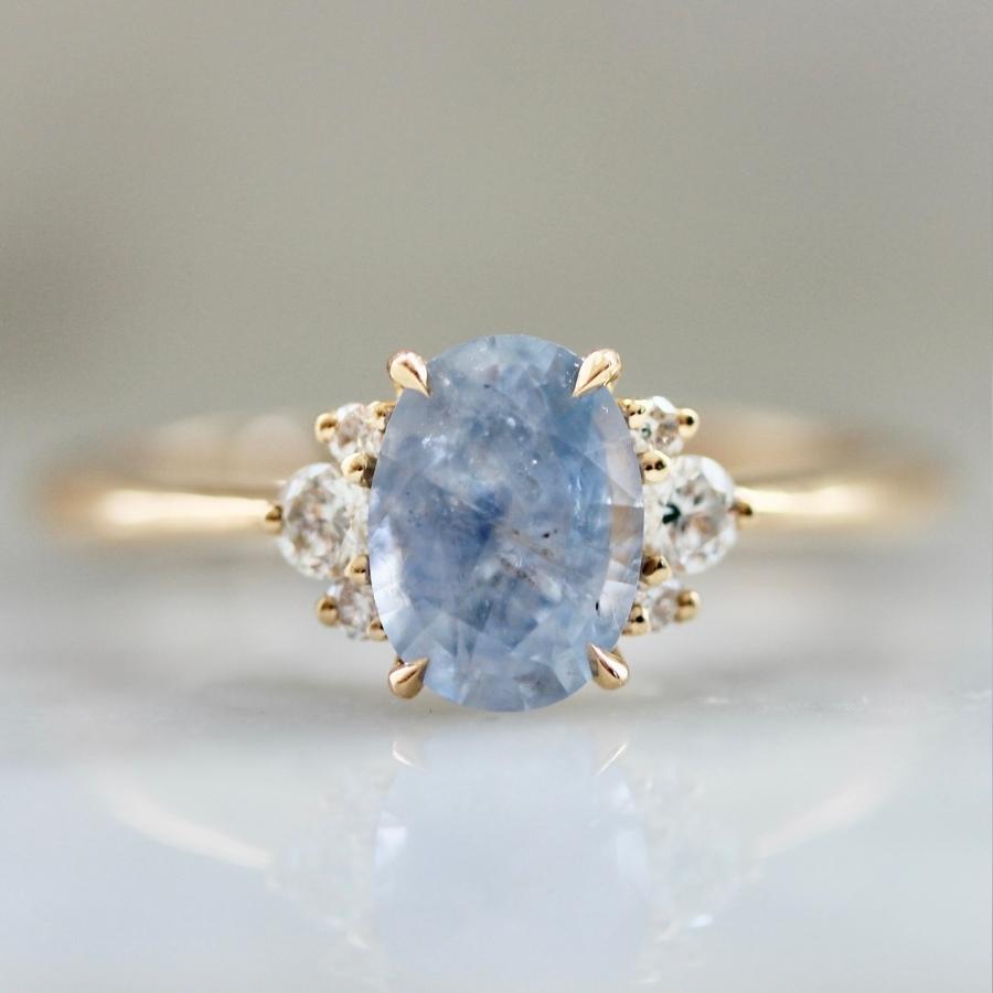 1.31 Carat Mirella Light Blue Oval Cut Montana Sapphire Ring