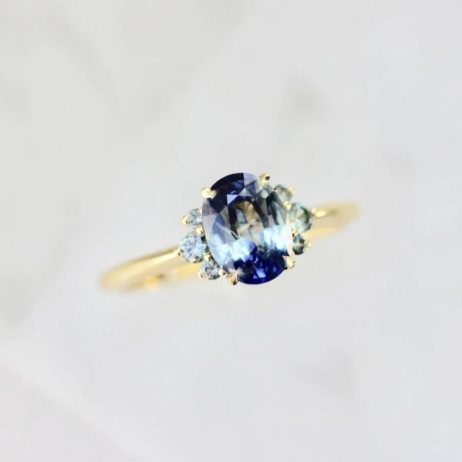 1.48 Carat Mirella Blue Oval Cut Montana Sapphire Ring