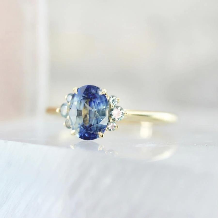 1.48 Carat Mirella Blue Oval Cut Montana Sapphire Ring