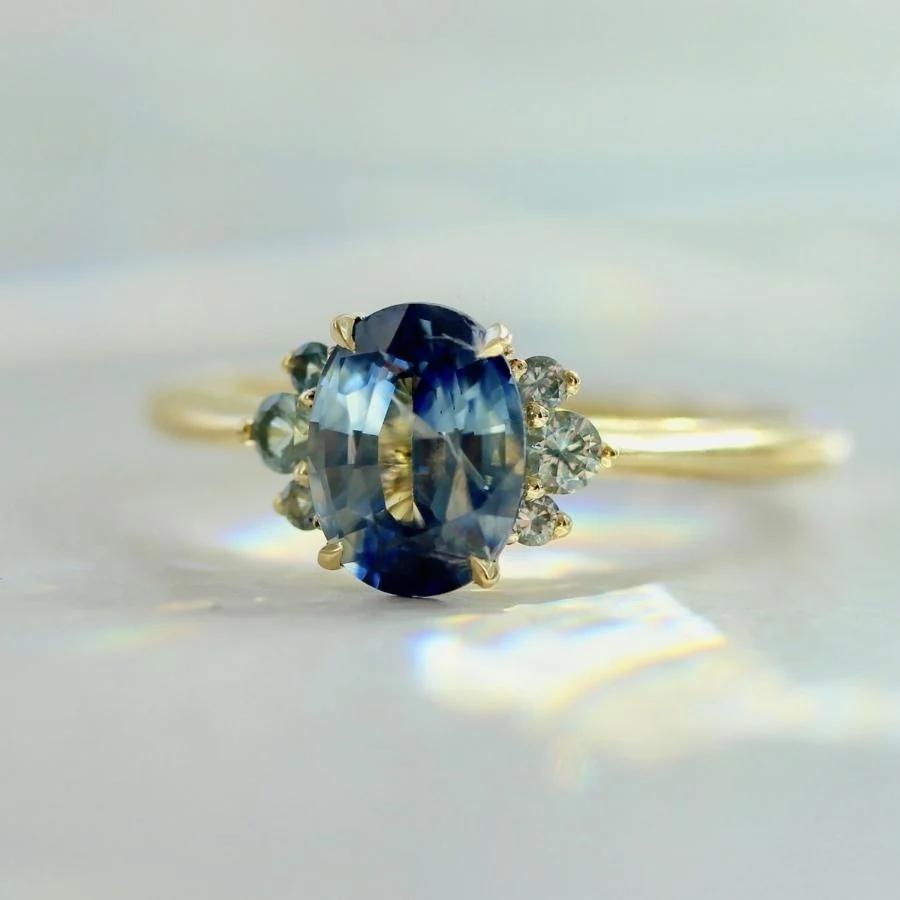 1.48 Carat Mirella Blue Oval Cut Montana Sapphire Ring
