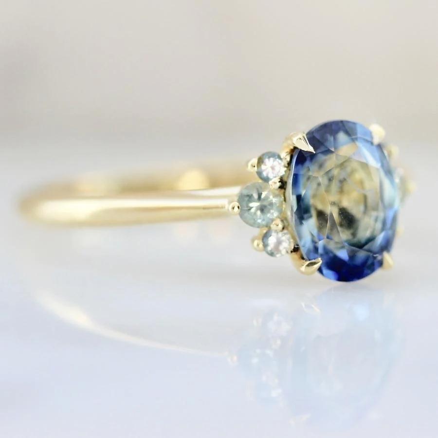 1.48 Carat Mirella Blue Oval Cut Montana Sapphire Ring