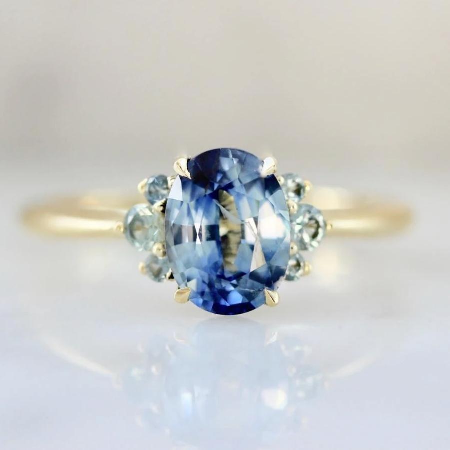 1.48 Carat Mirella Blue Oval Cut Montana Sapphire Ring