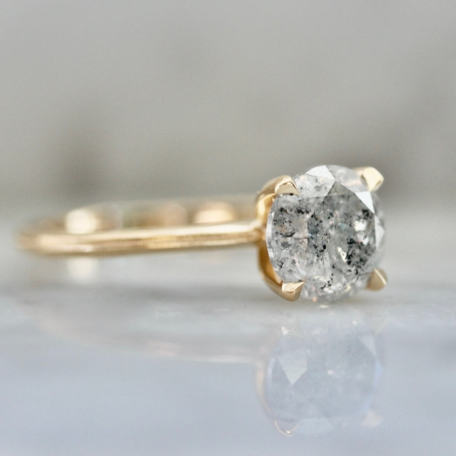 1.58 Carat Stella Salt and Pepper Round Brilliant Cut Diamond Ring