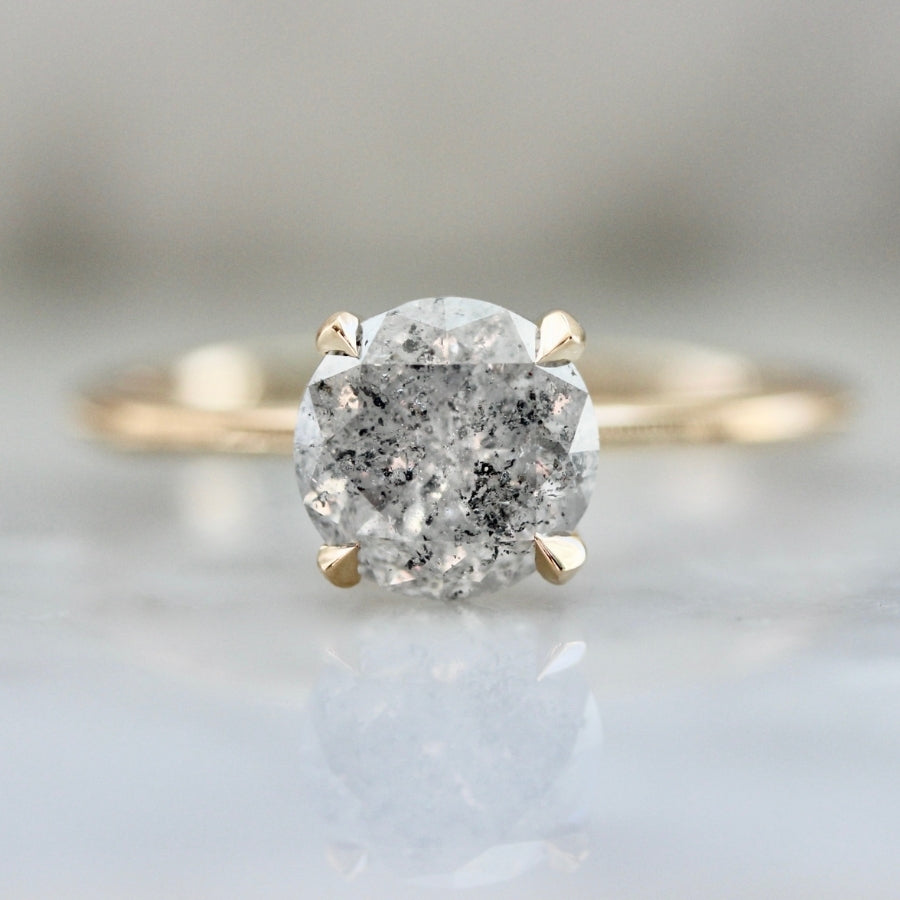 1.58 Carat Stella Salt and Pepper Round Brilliant Cut Diamond Ring