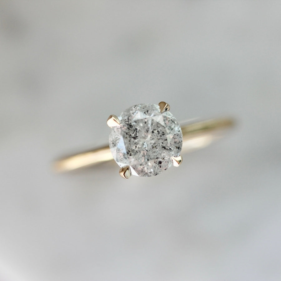 1.58 Carat Stella Salt and Pepper Round Brilliant Cut Diamond Ring