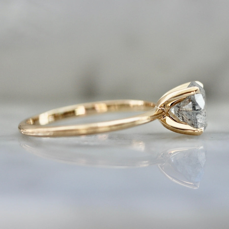 1.58 Carat Stella Salt and Pepper Round Brilliant Cut Diamond Ring