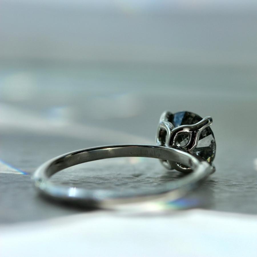 1.67 Carat Bella Salt and Pepper Round Brilliant Cut Diamond Ring in Platinum