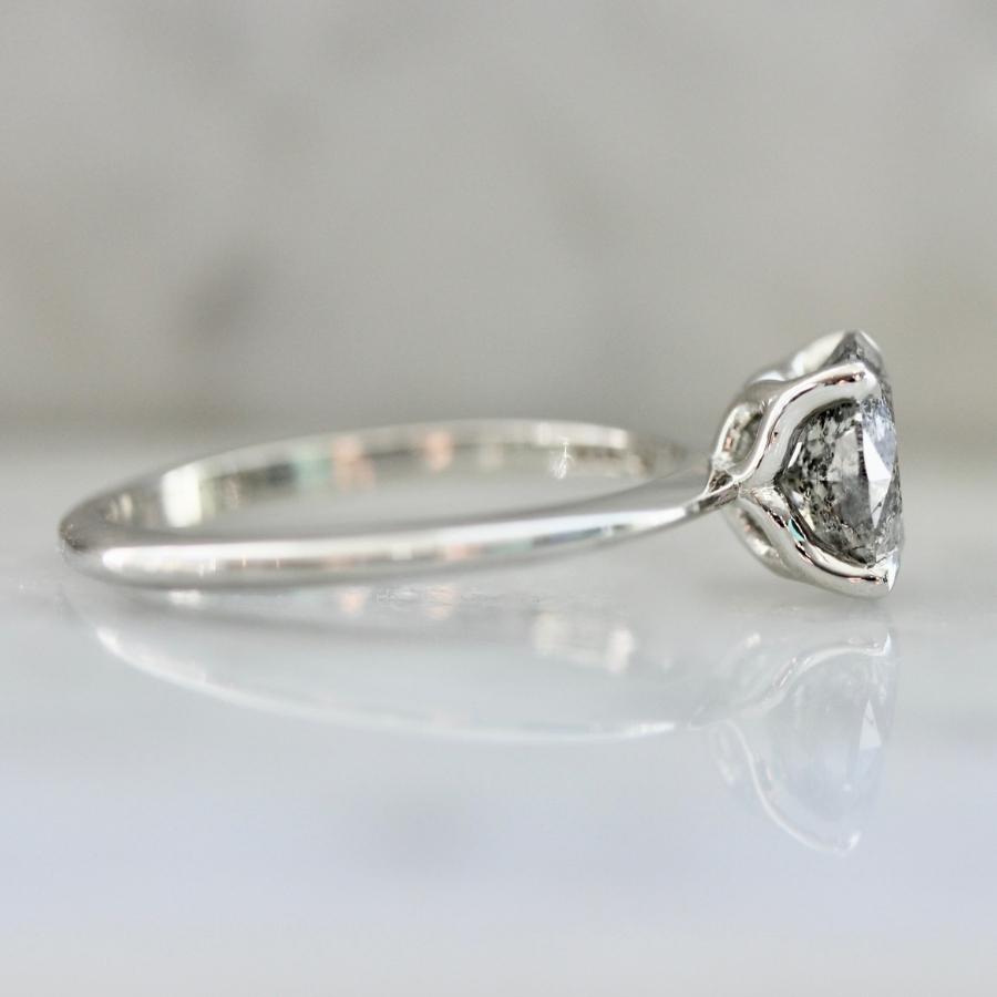 1.67 Carat Bella Salt and Pepper Round Brilliant Cut Diamond Ring in Platinum