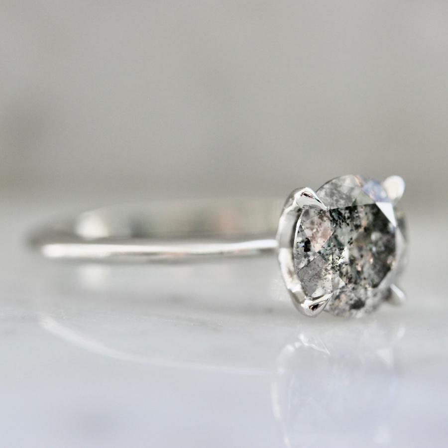 1.67 Carat Bella Salt and Pepper Round Brilliant Cut Diamond Ring in Platinum