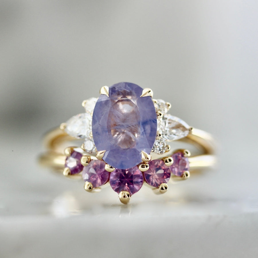 1.68 Carat Mirella Purple Oval Cut Opalescent Sapphire Ring