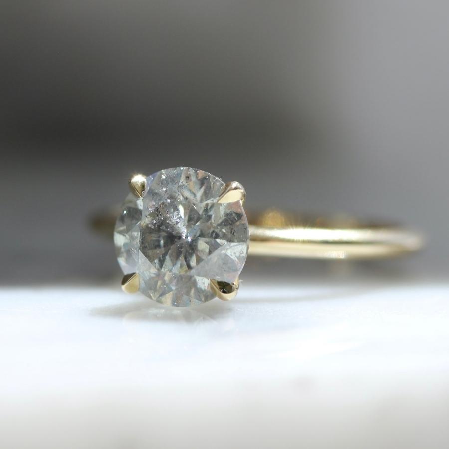 1.86 Carat Stella Salt and Pepper Round Brilliant Cut Diamond Ring