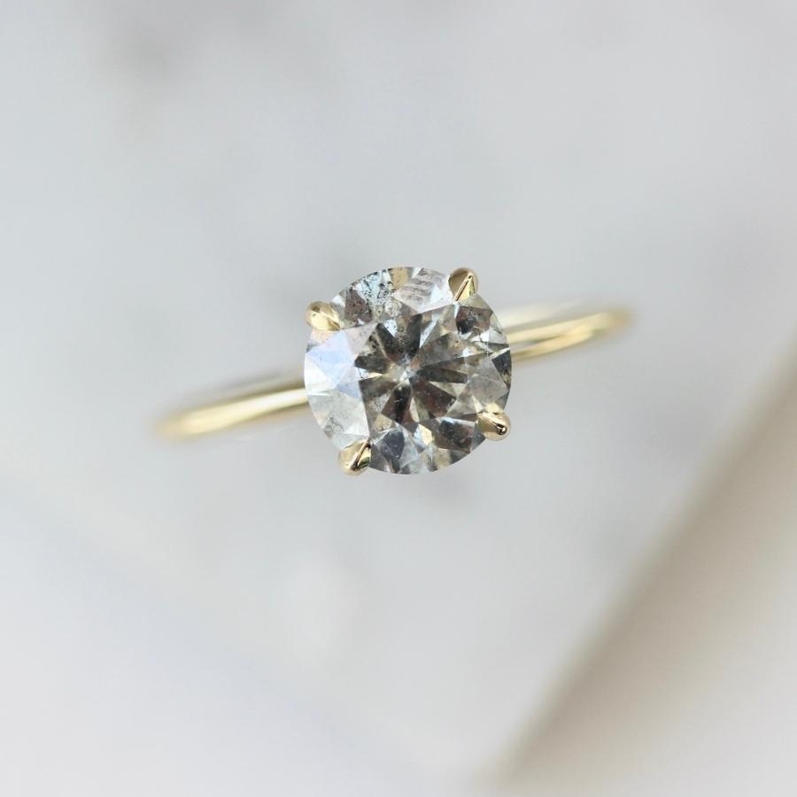 1.86 Carat Stella Salt and Pepper Round Brilliant Cut Diamond Ring