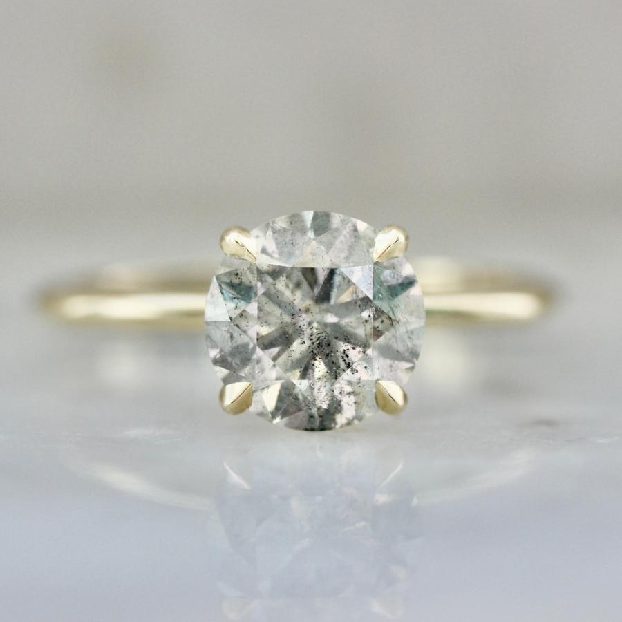1.86 Carat Stella Salt and Pepper Round Brilliant Cut Diamond Ring