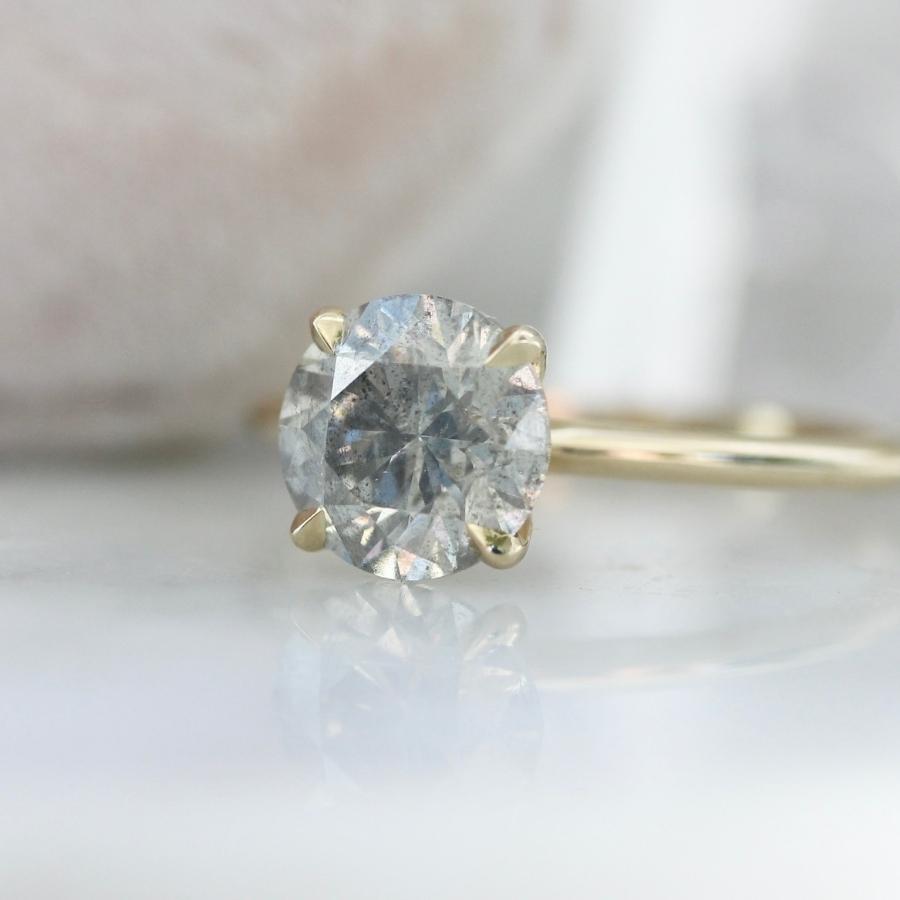 1.86 Carat Stella Salt and Pepper Round Brilliant Cut Diamond Ring