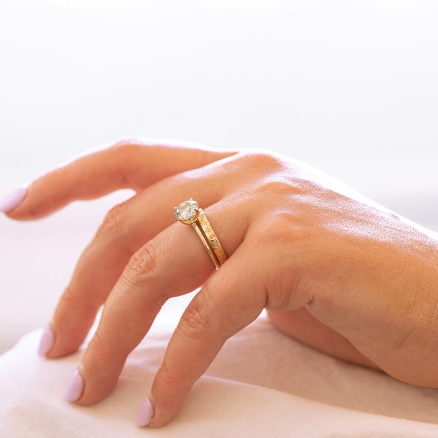 1.86 Carat Stella Salt and Pepper Round Brilliant Cut Diamond Ring