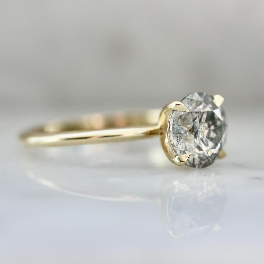 1.86 Carat Stella Salt and Pepper Round Brilliant Cut Diamond Ring