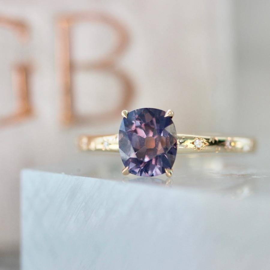 Binor Purple Elongated Cushion Cut Spinel Ring
