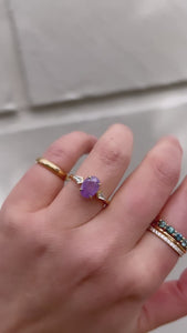 Purple Opalescent Sapphire with Kite Diamonds Ring