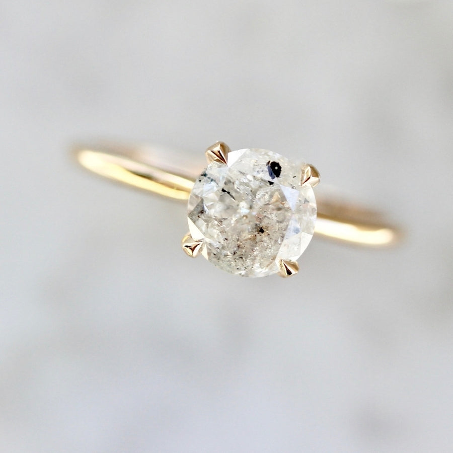 1.33 Carat Stella Salt & Pepper Round Brilliant Cut Diamond Ring