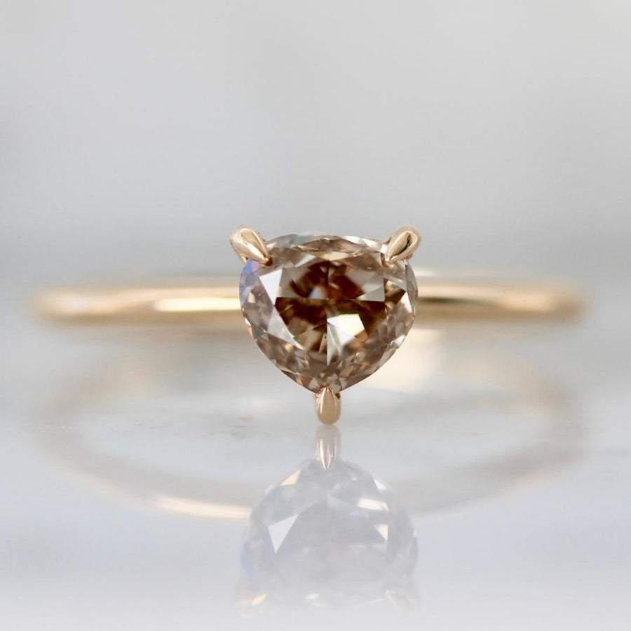 
            Moet Champagne Brown Heart Cut Diamond Ring in Peach Gold