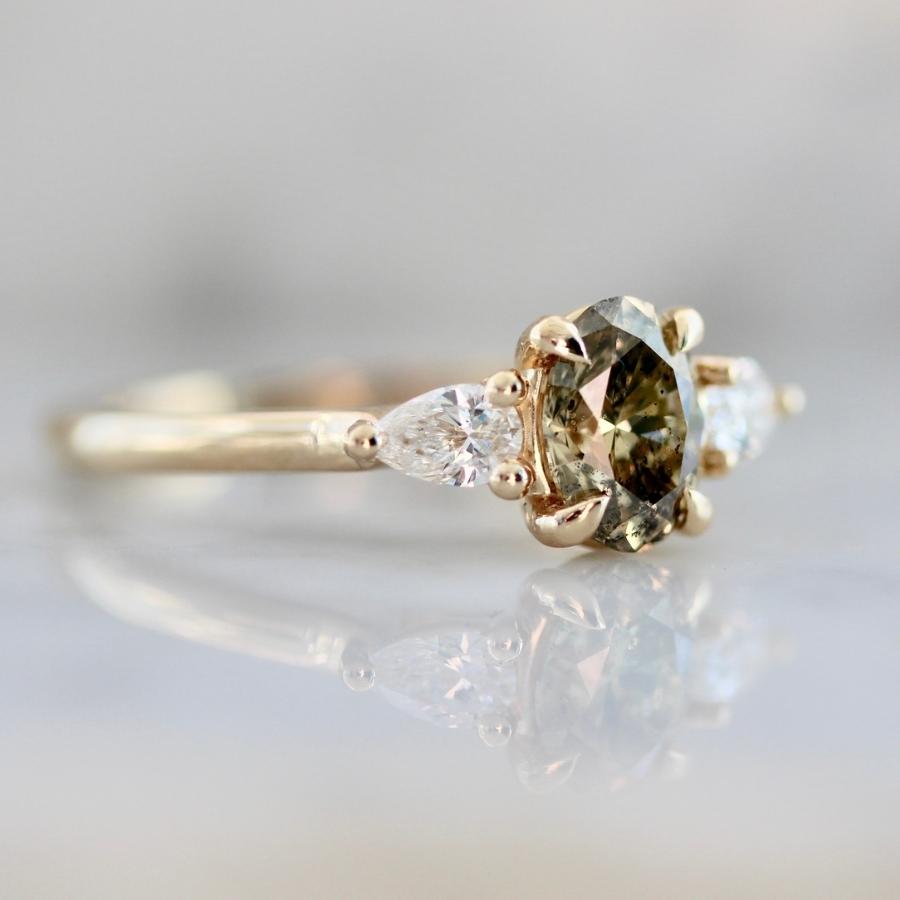 Persephone Green Oval Cut Diamond Ring