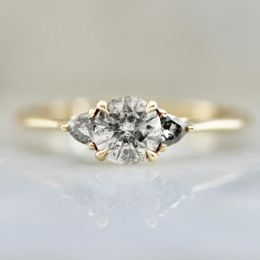 Slice of Heaven Three Stone Salt & Pepper Diamond Ring