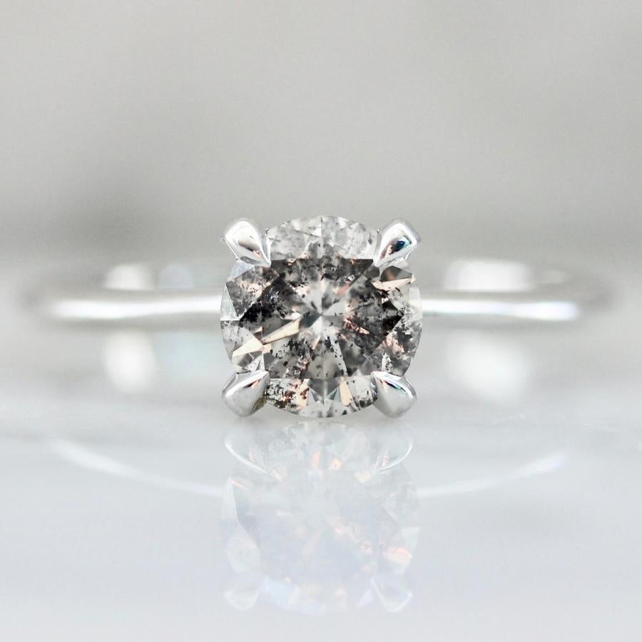 1.03 Carat Stella Salt & Pepper Round Brilliant Cut Diamond Ring