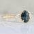Lovebird Blue-Green Oval Cut Sapphire Ring