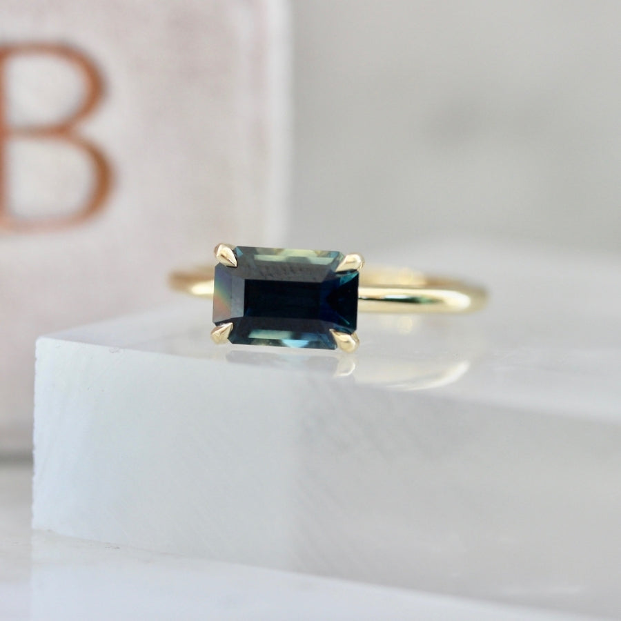 Best Coast Green Emerald Cut Sapphire Ring