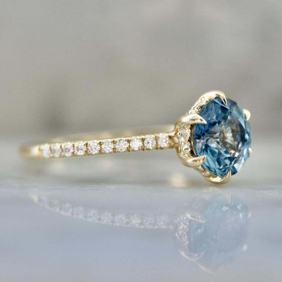 Iria Blue Round Brilliant Cut Sapphire Ring