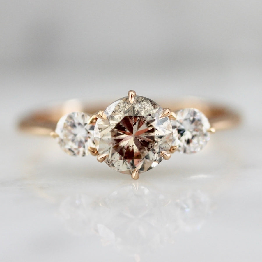Sonnet Three Stone Champagne Salt & Pepper Diamond Ring