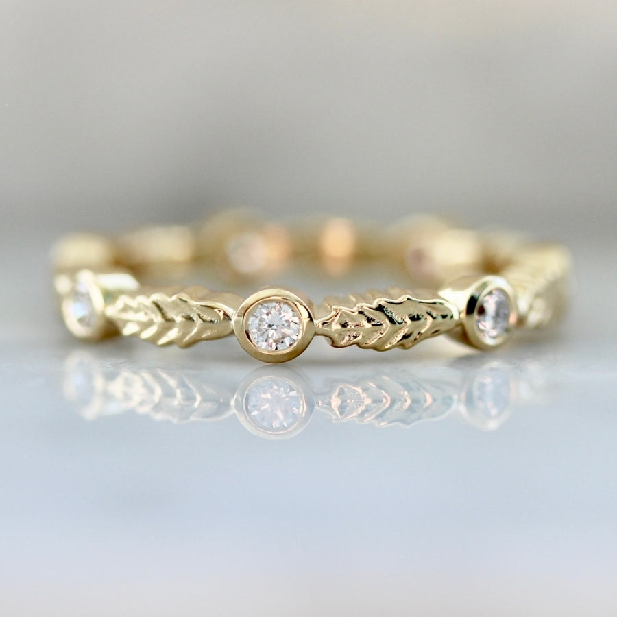 Willowleaf White Round Brilliant Diamond Eternity Band