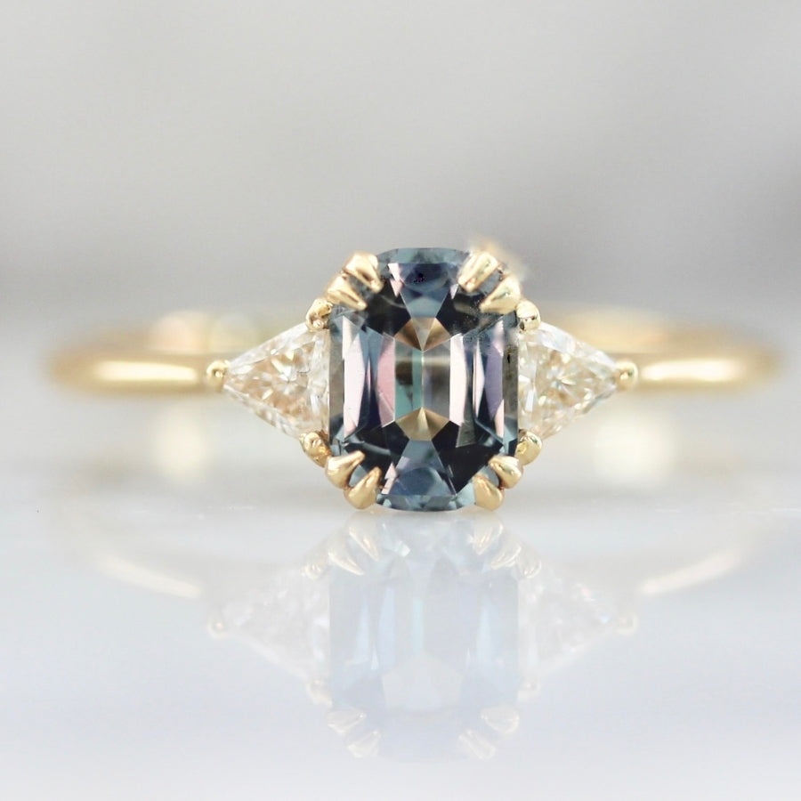 
            Utopia Silver-Teal Cushion Cut Spinel Ring