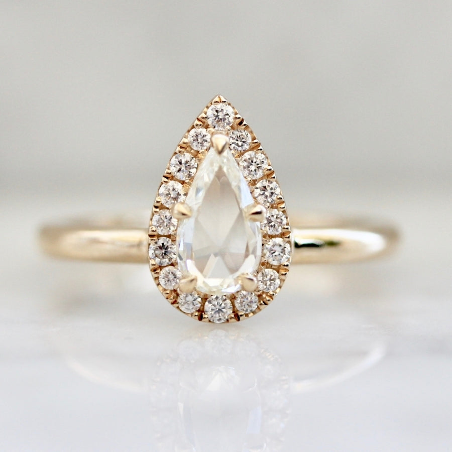 Pear rose cut diamond ring Outlet