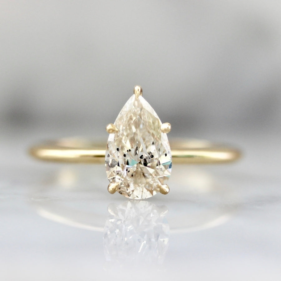 
            Heat Wave Champagne Salt &amp; Pepper Pear Cut Diamond Ring