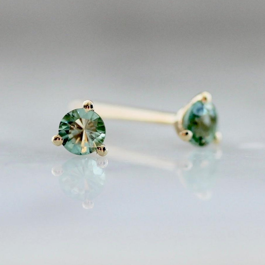 
            .17 Carats Total Round Cut Green Tourmaline Earrings