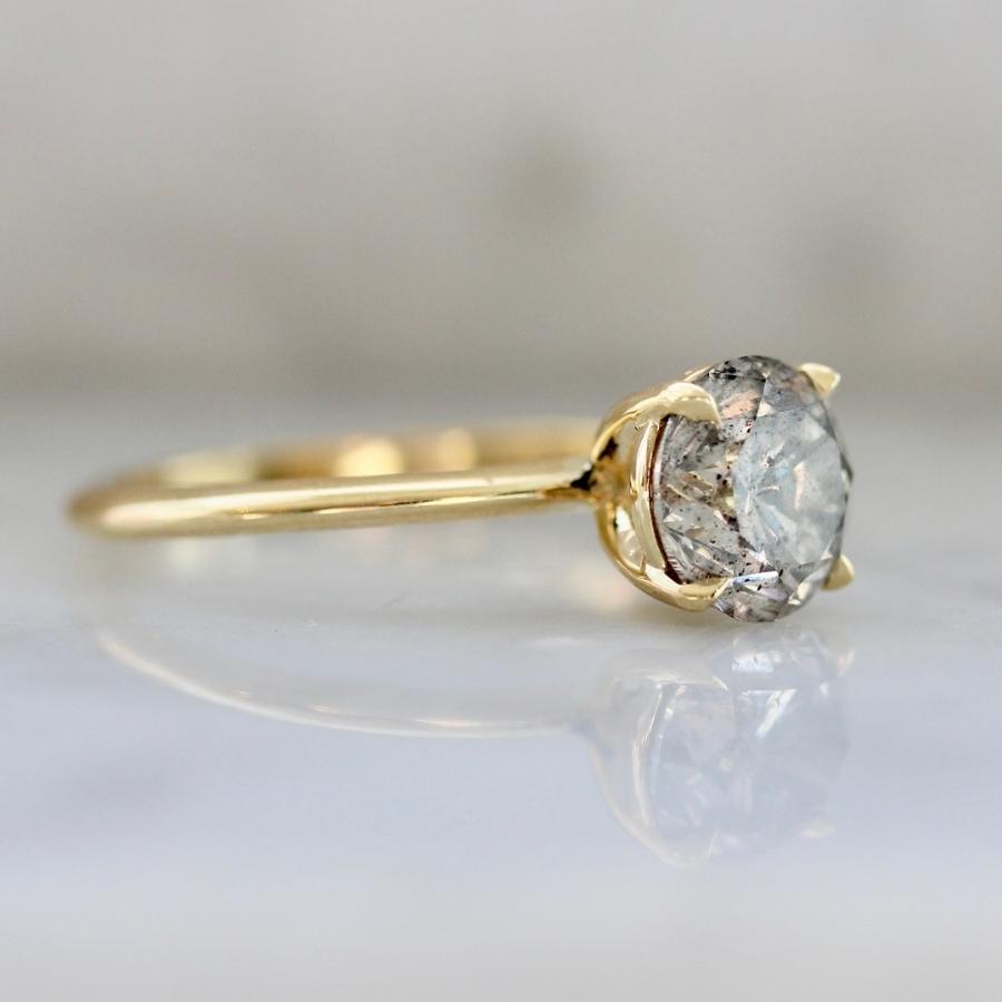 1.83 Carat Stella Salt & Pepper Round Brilliant Cut Diamond Ring