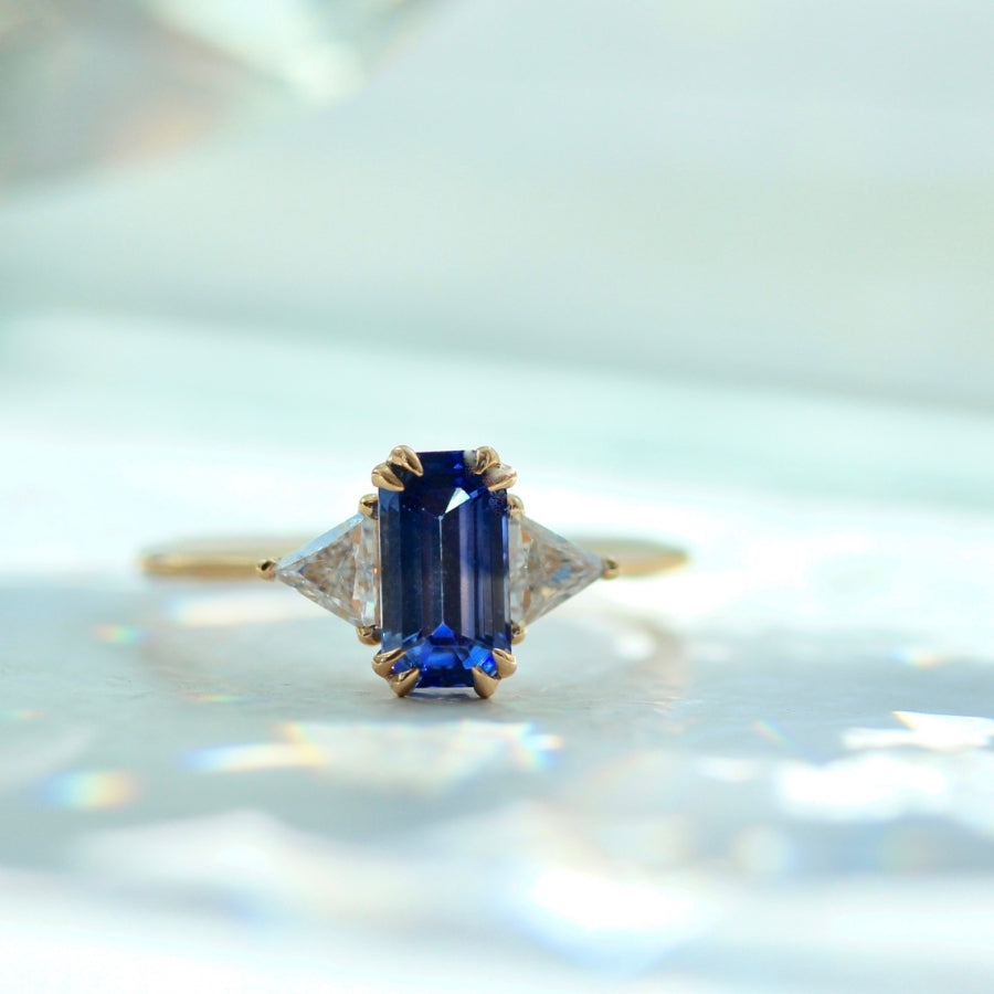 Scenic Route Emerald Cut Ceylon Sapphire Ring