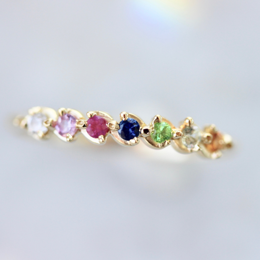 Break Free Round Brilliant Cut Rainbow Sapphire Band
