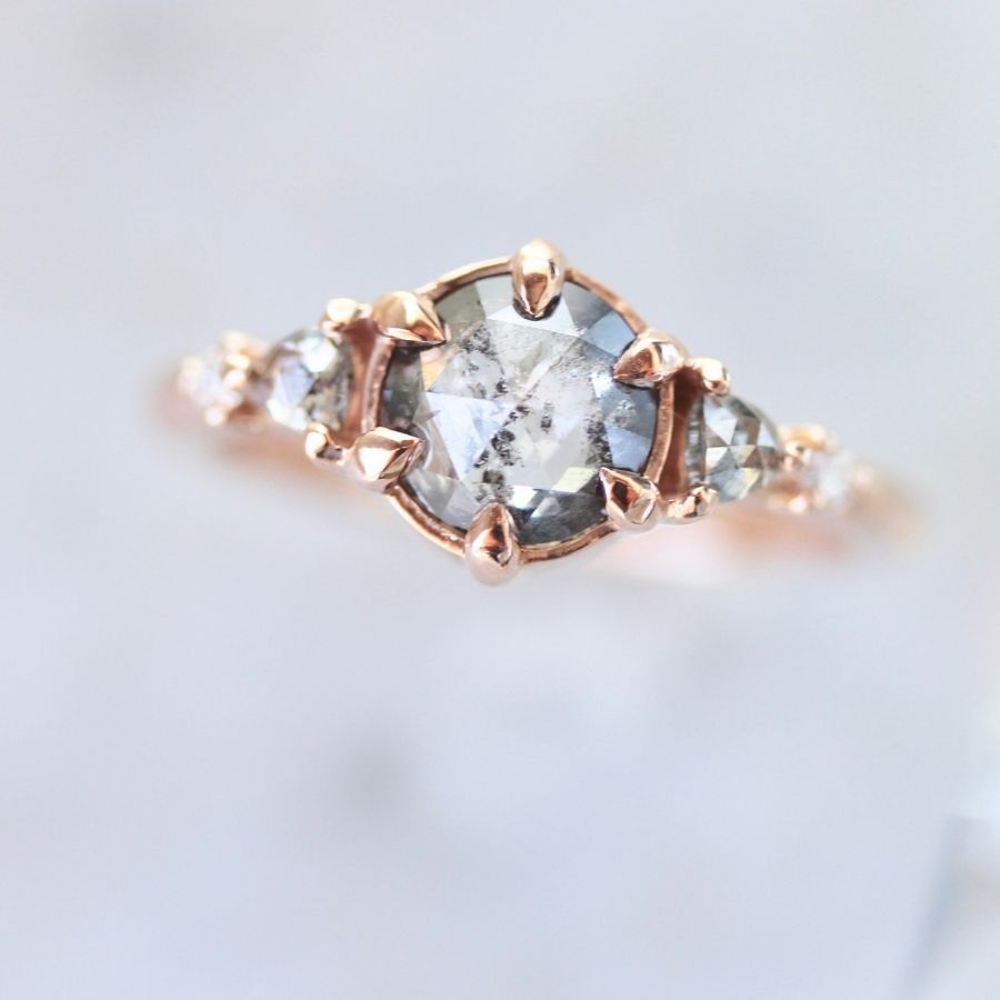 Cosmos Salt & Pepper Round Rose Cut Diamond Ring