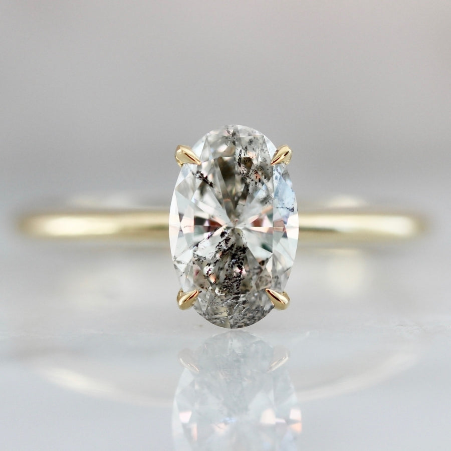 Oval Cut diamond Engagement ring on a diamond band | Temple & Grace AU
