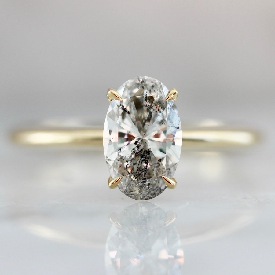 Salt and pepper oval diamond ring Clearance