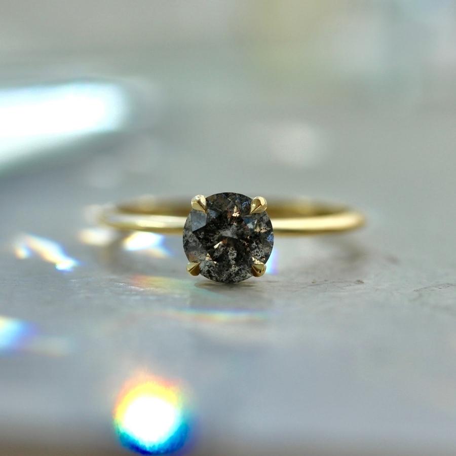 1.02 Carat Bella Salt & Pepper Round Brilliant Cut Diamond Ring