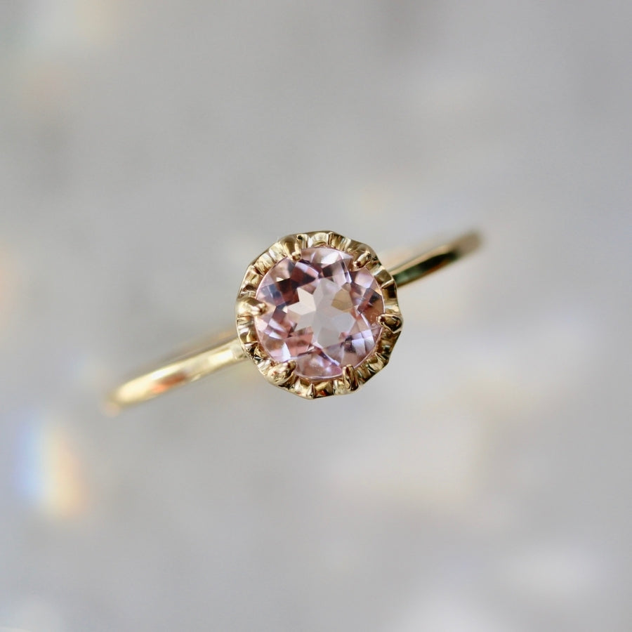 Desert Flower Pink Round Brilliant Cut Morganite Ring