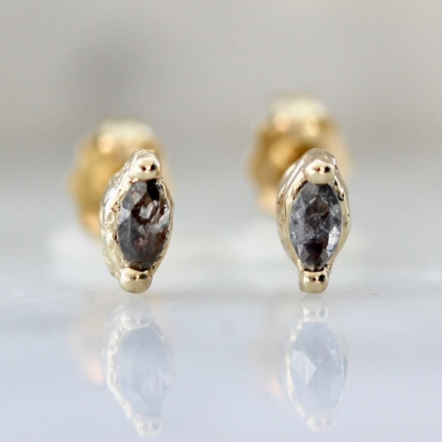 Light Years Salt & Pepper Marquise Rose Cut Diamond Studs