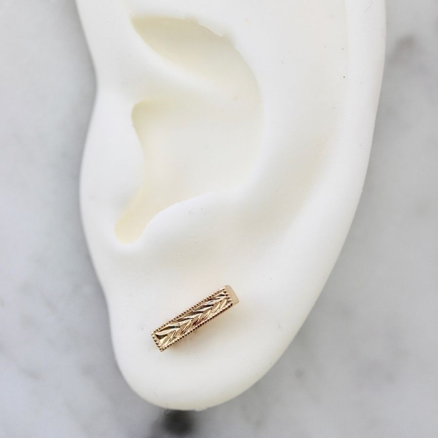 Ever After Engraved Gold Studs