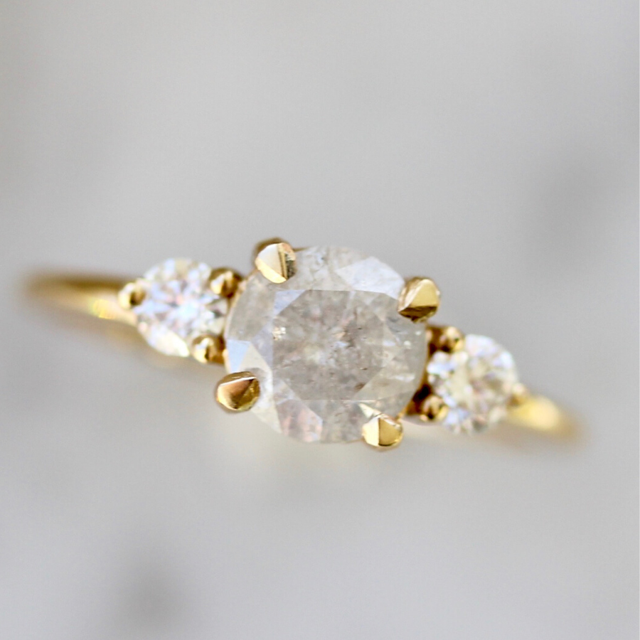 Sophie Icey Diamond Three Stone Ring in Yellow Gold