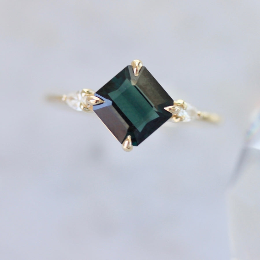 Alchemy Green Asscher Cut Sapphire Ring